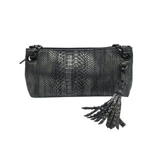 La Diva Gray/Silver Faux Leather Snakeskin Purse